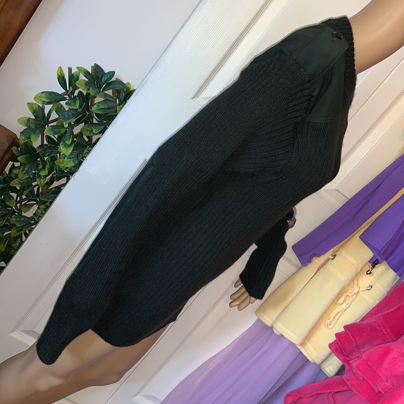 Vintage 80s 100% virgin wool green Combat crew neck sweater pullover unisex M - Picture 7 of 13